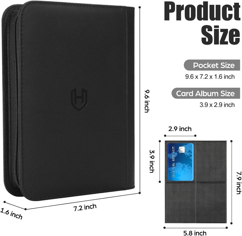 Pemocyny Card Binder 4 Pocket with Zipper, 288 Pockets Trading Card Holder Book, Premium PU Cover Zip Folder Binder, Side Loading Carrying Case Binder Album for TCG, MTG, Sports Cards, Game Cards - Image 3